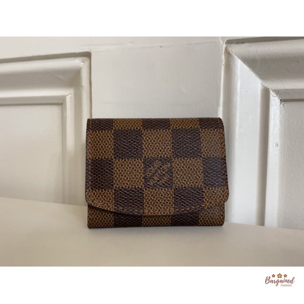 Authentic Louis Vuitton Brown Damier Ebene Coated Canvas Cufflinks Case - Picture 4 of 13